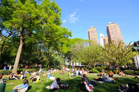 Union Square sunbathing