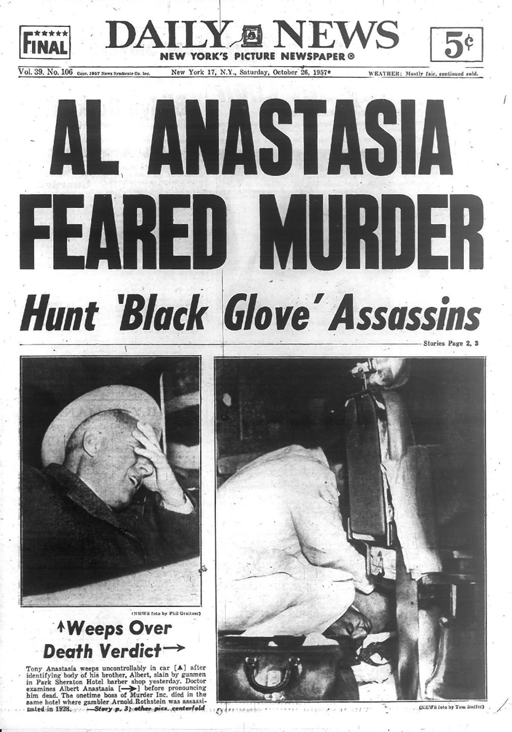 Mobster Albert Anastasia is murdered at a barbershop in 1957 – New York Daily News